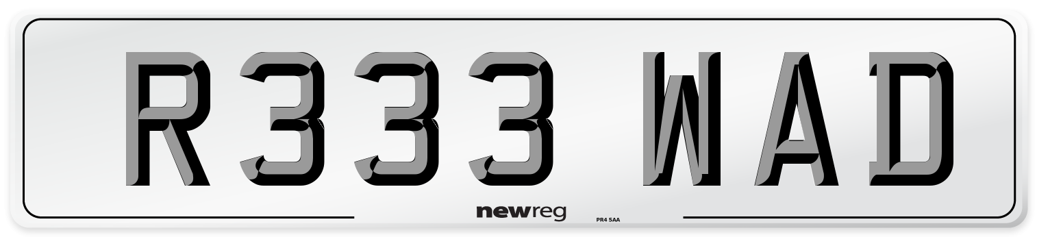 R333 WAD Number Plate from New Reg